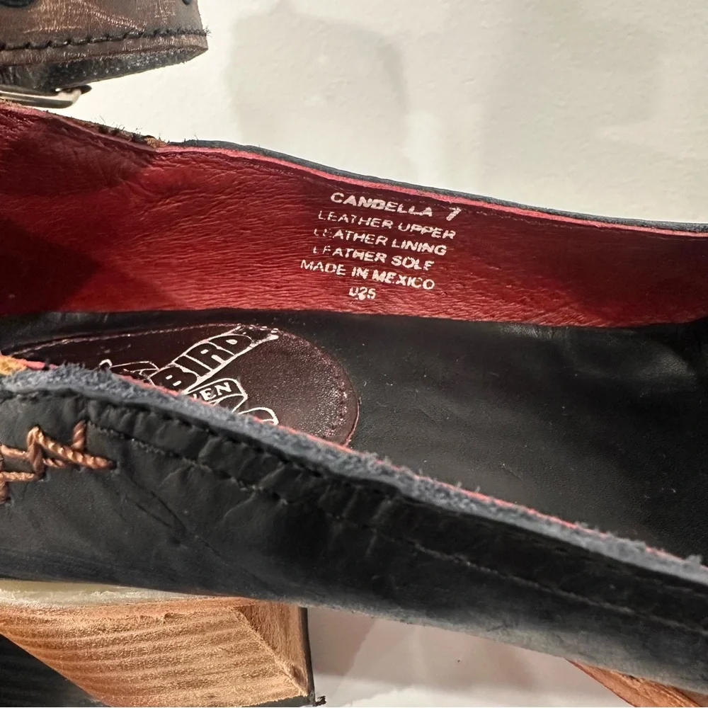 FREEBIRD 🦅 CANDELLA Navy Multi Leather Buckle Shoes Size 7 - Picture 3 of 12